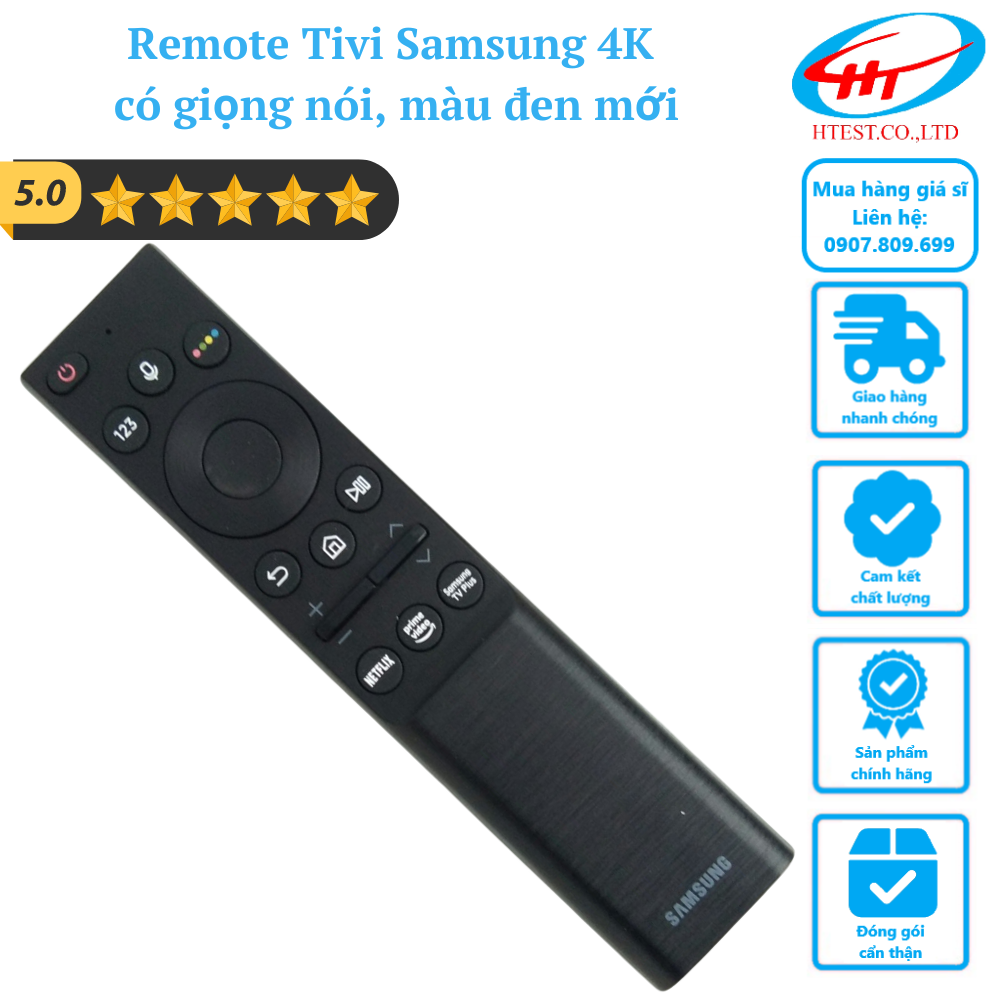 Remote Tivi Samsung 4K, có giọng nói, màu đen, mẫu thẳng – Hoàng Thịnh