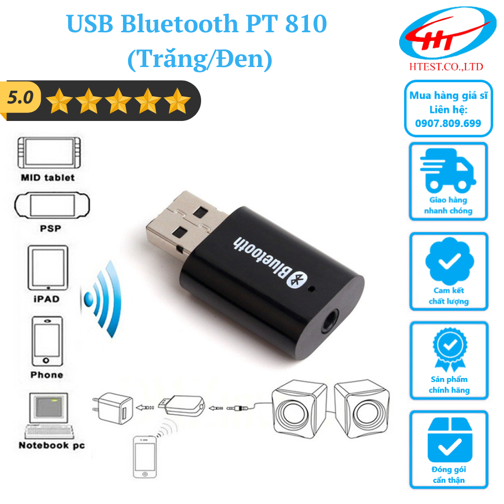 Usb Bluetooth Pt 810 Trắng Đen Hoàng Thịnh